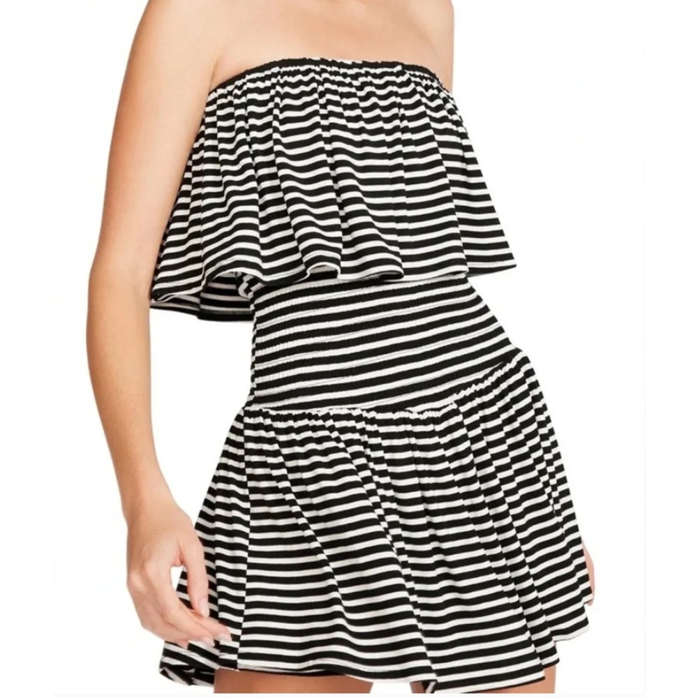 Betsy Johnson Smocked Waist Romper Luv Betsy Size Small Strapless Striped NWT